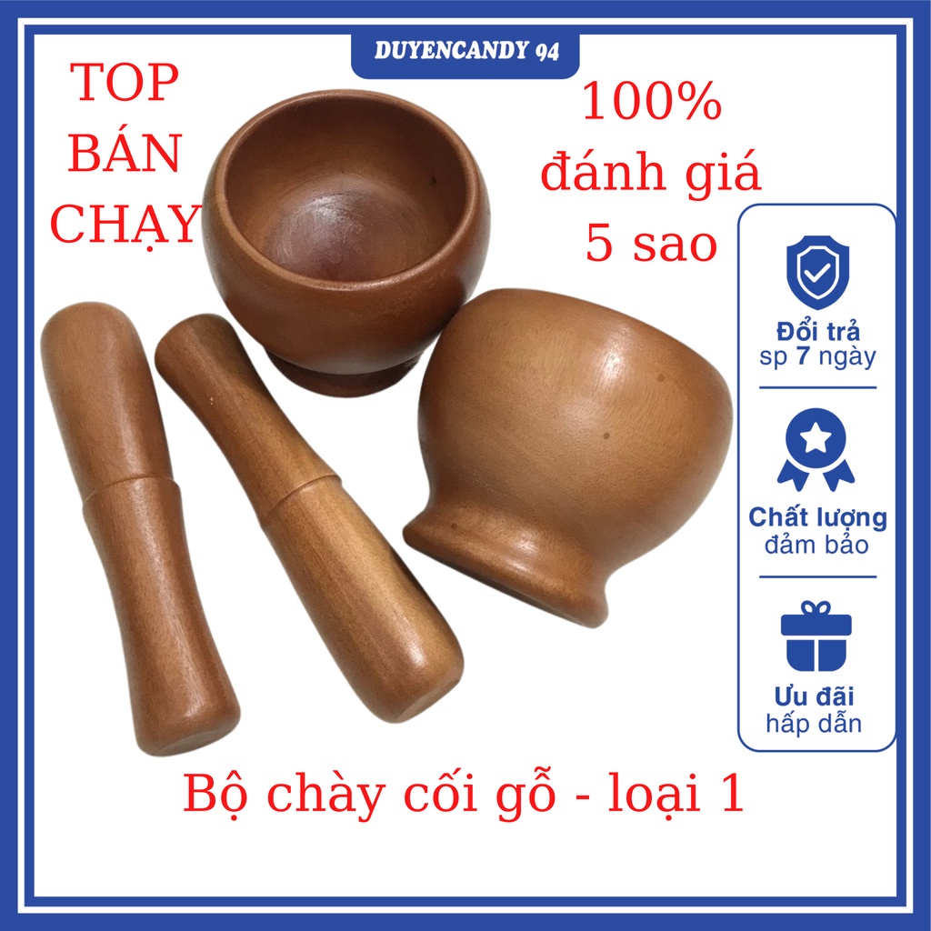 Bộ chày cối gỗ - chày cối giã cua siêu tiện dụng