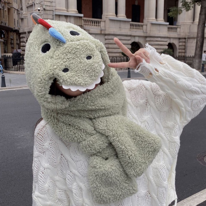 Bộ Đồ Thời Tiết Mùa Thu Đông 3 Trong 1 Gồm Mũ + Găng Tay + Khăn Choàng Lông Nhung