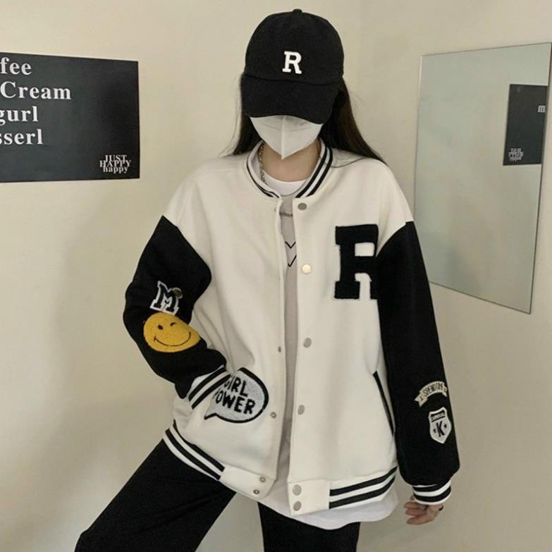 Áo khoác nỉ bomber logo R bao chất bao đẹp-A821