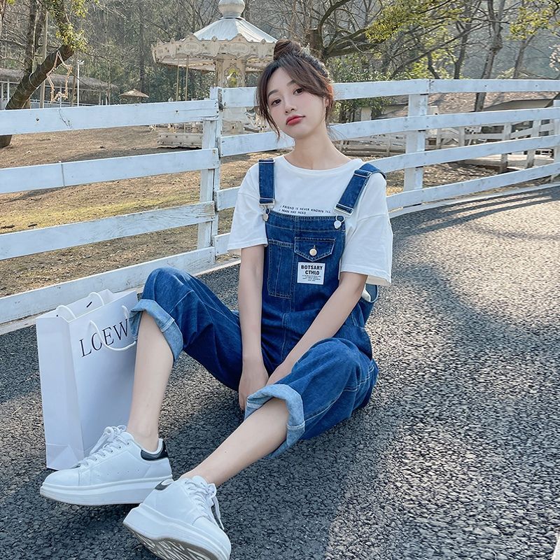 Quần Yếm Jean Ống Rộng Phong Cách Hàn Quốc Trẻ Trung Dành Cho Nữ