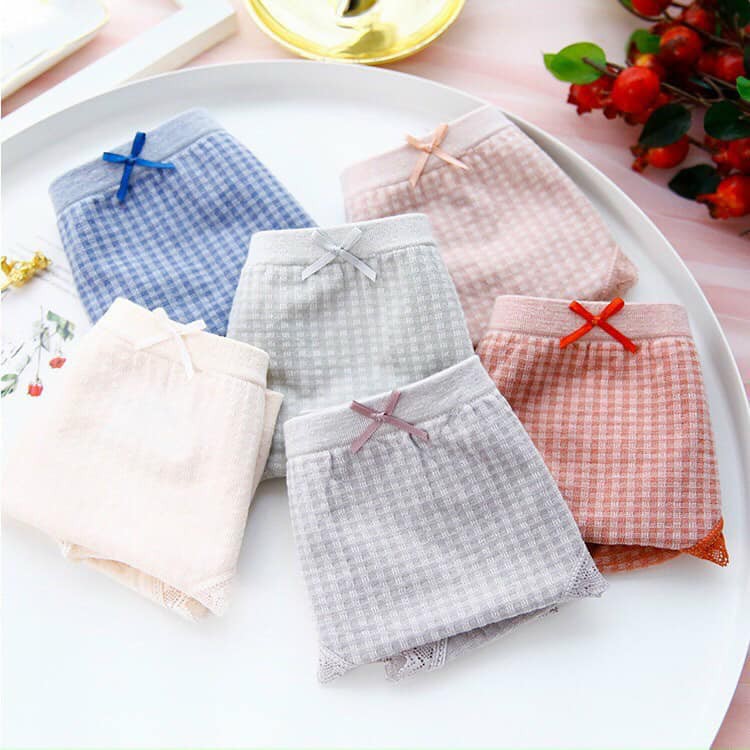 Combo 5 quần chíp nữ kháng khuẩn kẻ caro