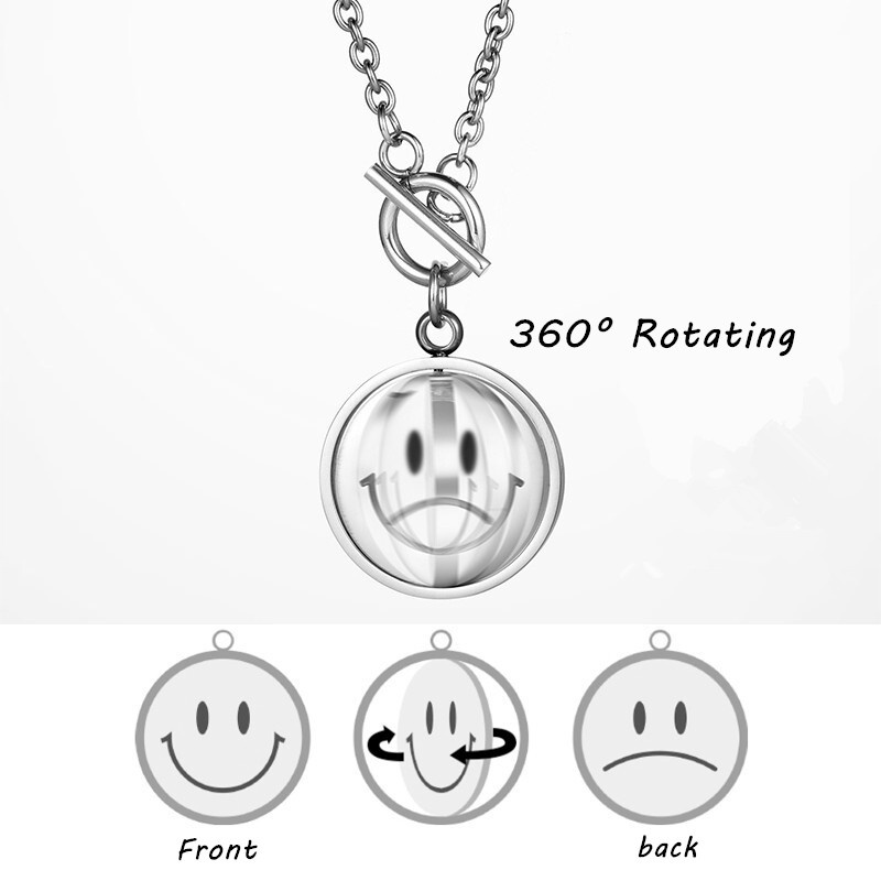 We Flower Vòng cổ Thép Không Gỉ Mặt Cười Emoji Vui Nhộn Thời Trang Unisex