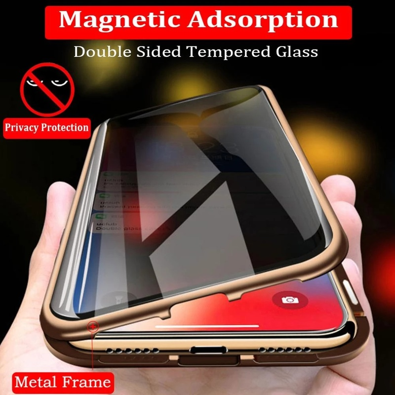 Ốp điện thoại kính cường lực 2 mặt từ tính chống nhìn trộm cho iPhone 11 11Pro 11ProMax 12ProMax