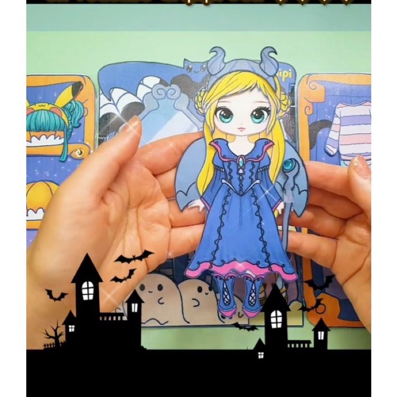 Ngôi nhà búp bê giấy gripipi halloween thời trang dành cho bé