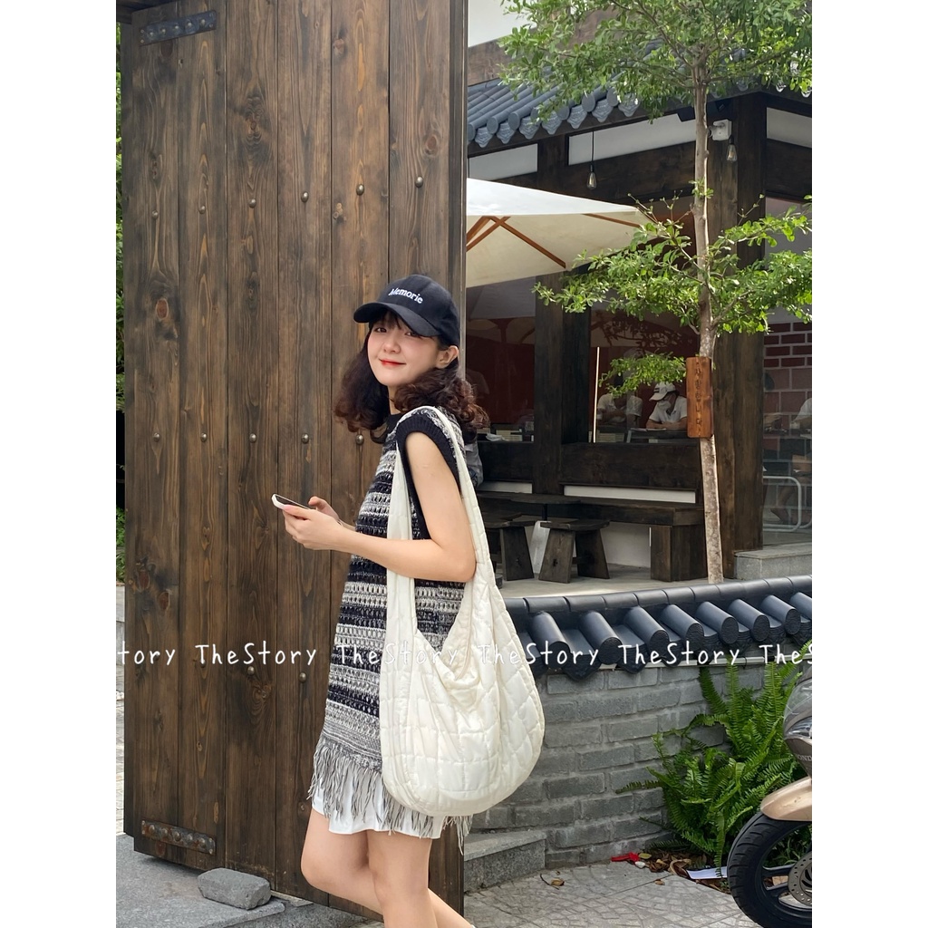 Áo ghi lê nữ len sọc tua rua  A2602