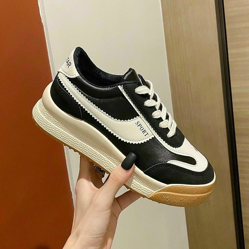 Giày thể thao nữ, sneaker màu nâu và đen mẫu hót