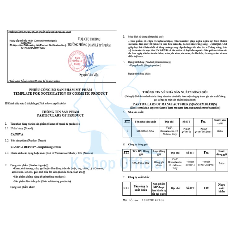 Kem mờ nám, hỗ trợ mờ nám tàn nhang dưỡng da nhạy cảm CANOVA Depi 50+ và 8+2 ngăn ngừa làm chậm lão hóa da