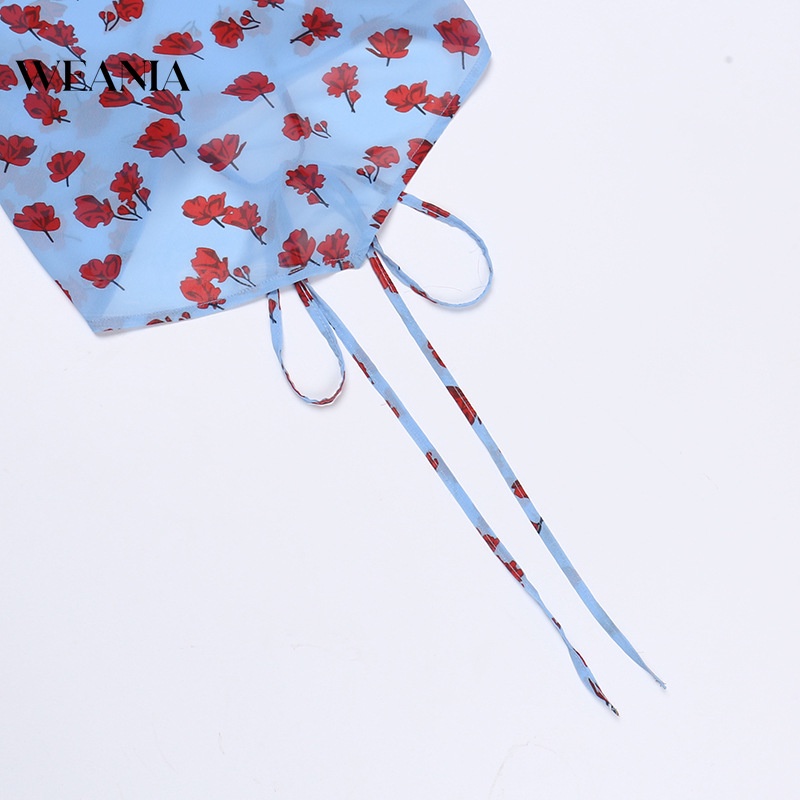 Áo Hai Dây Hở Lưng In Hoa Chất Liệu Chiffon Dễ Thương Thời Trang Mùa Hè