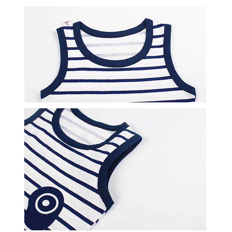 Set trang phục SANITKUN áo thun sát nách và quần đùi cotton in họa tiết hoạt hình đáng yêu dành cho bé trai và bé gái