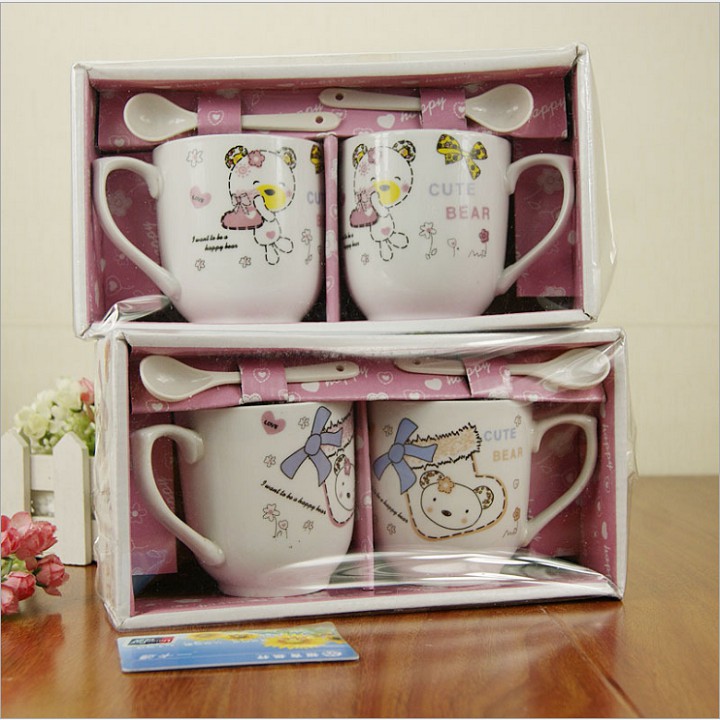 Cặp cốc (ly) sứ cao cấp kèm thìa và hộp quà tặng vô cùng ý nghĩa - DMA store