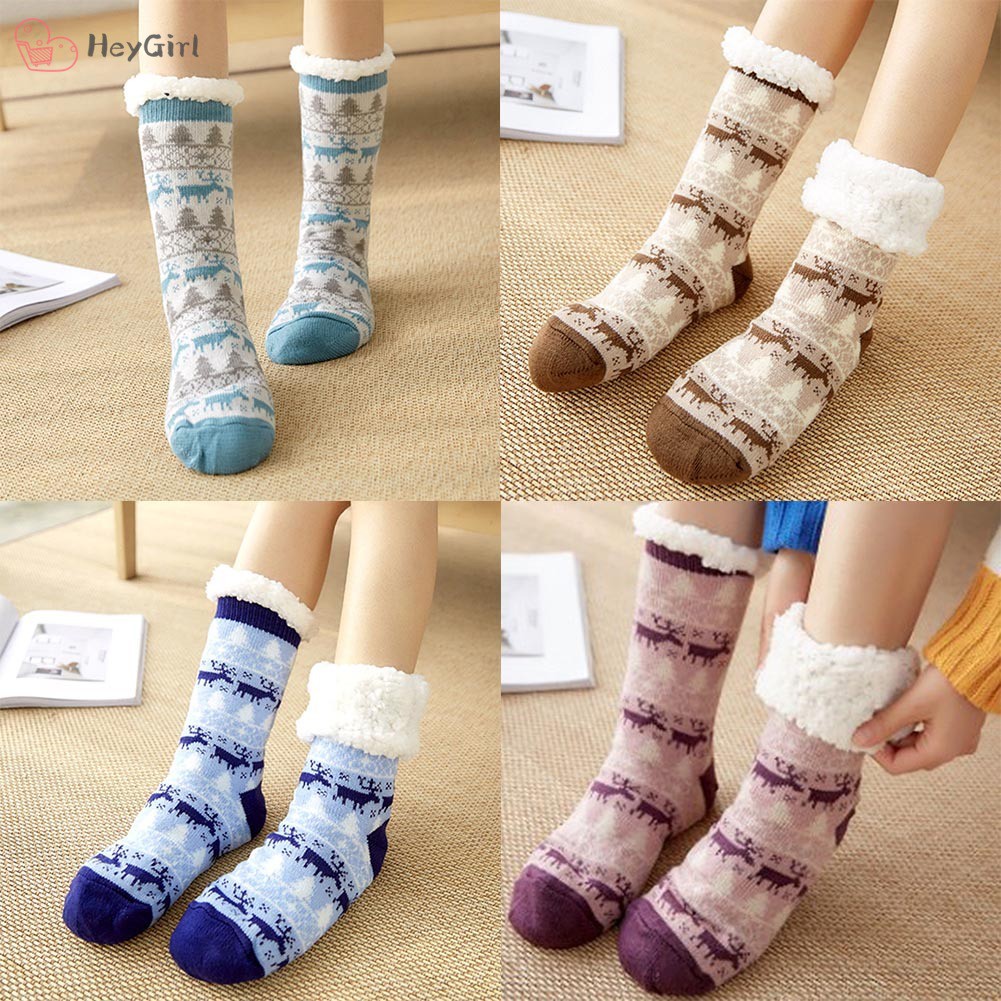 1Pair Warm Ultra-Plush Slipper Socks Thick Anti Slip Indoor Floor Ankle Sock