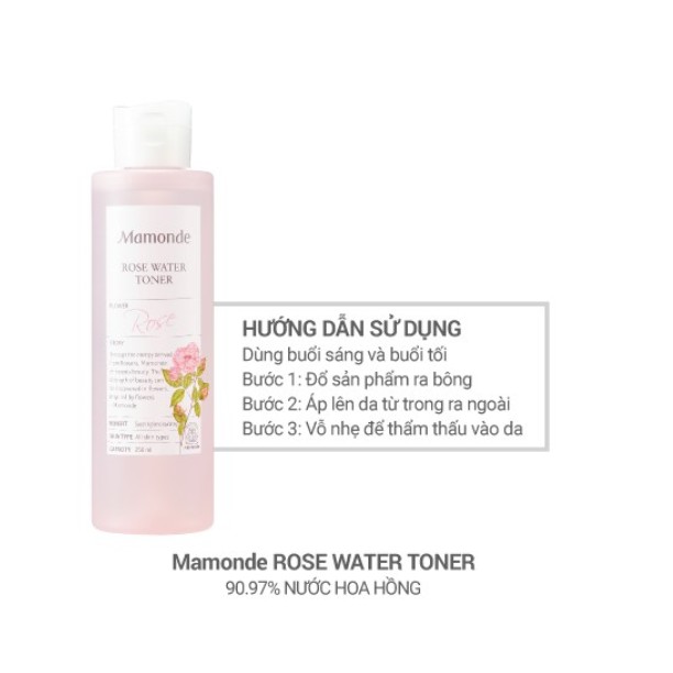 Nước hoa hồng cung cấp độ ẩm [Mamonde] Rose Water Toner 500ml