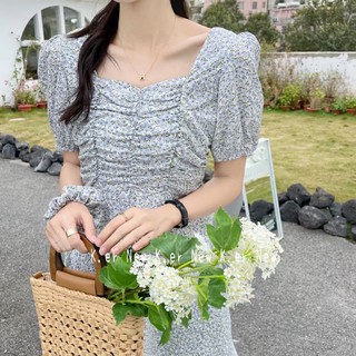Váy hoa nhí nhún ngực tay chun VKE 1002-1 Ulzzang style🌸 Hàng Quảng Châu