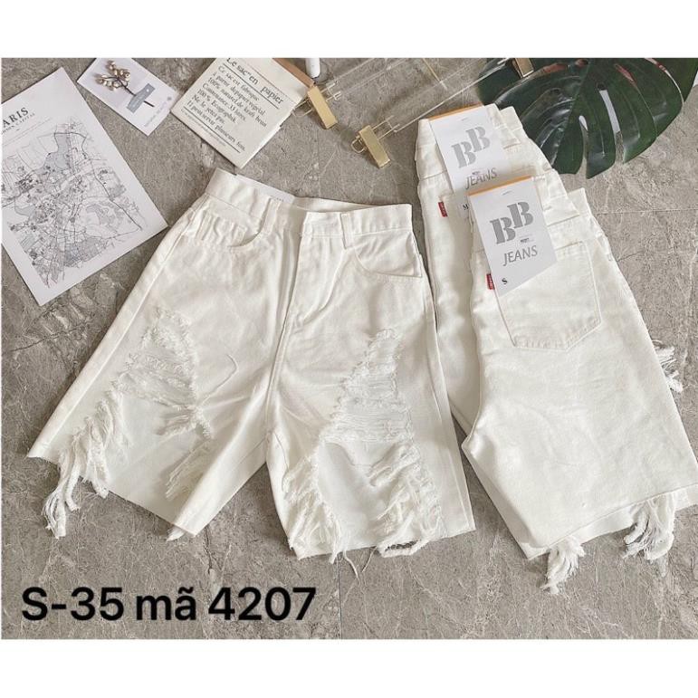 Quần ngố jean rách màu trắng hàng VNXK bigsize từ 40kg đến 80kg Ms4207 thời trang bigsize 2KJean xịn
