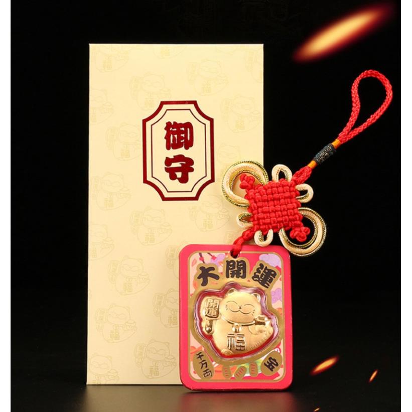 Bao lì xì mèo vàng 24k Như Ý Cát Tường , cúng ngày vía thần tài , có dây treo