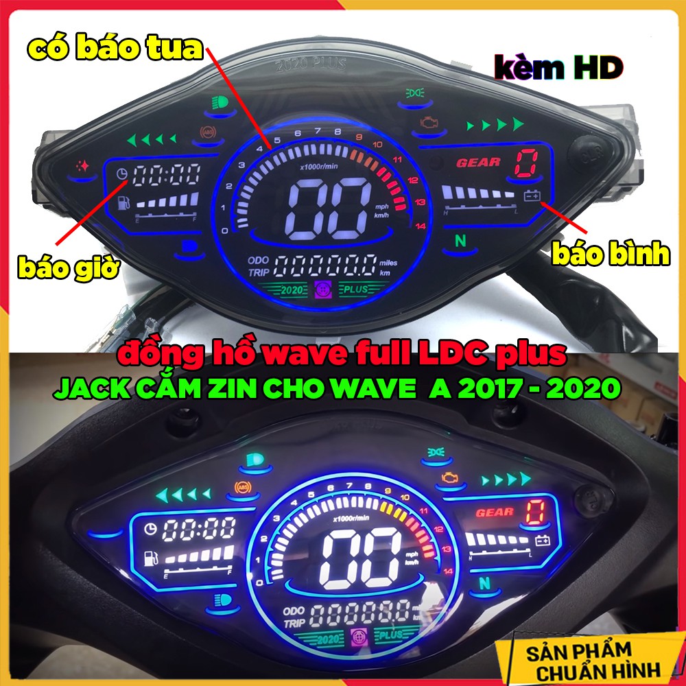 🏍 Đồng hồ điện tử gắn Wave Alpha 2017 - 2020, Wave S , Wave RS , Wave 50cc mẫu 2020 Plus full led lcd