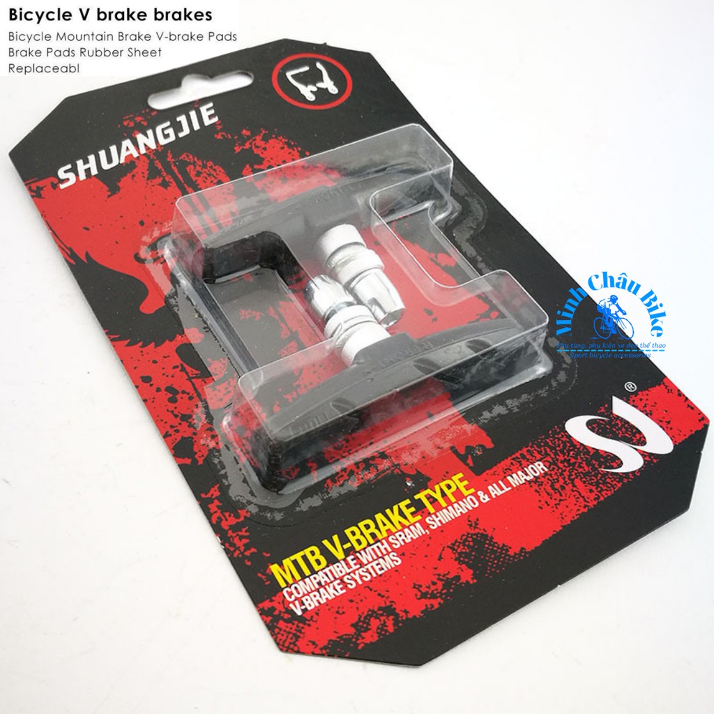 Bộ 2 Má Phanh Xe Đạp SHUANGJIE V-BRAKE TYPE Chuyên Dụng - Gôm Thắng Xe Đạp - Loại Tốt