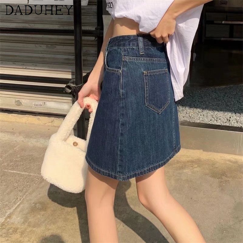 Chân váy daduhey denim dáng ngắn chữ A cạp cao phong cách Hàn Quốc thời trang mùa hè 2022 dành cho nữ