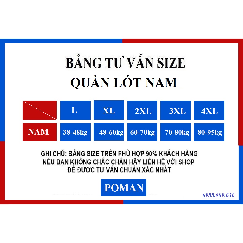 COMBO 4 QUẦN LÓT NAM THUN LẠNH CAO CẤP-QUẦN SỊP NAM CO DÃN 4 CHIỀU-POMAN