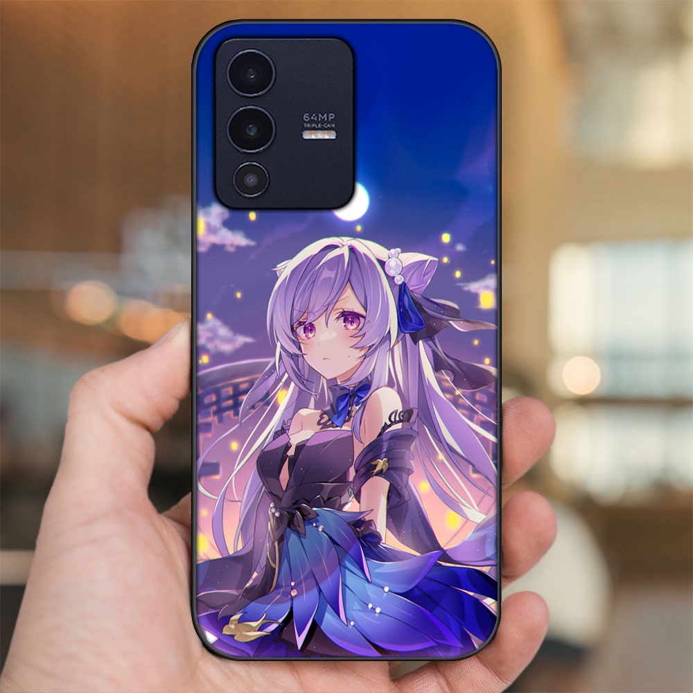 Ốp lưng Vivo V23 5G viền đen in hình Keqing Genshin Impact
