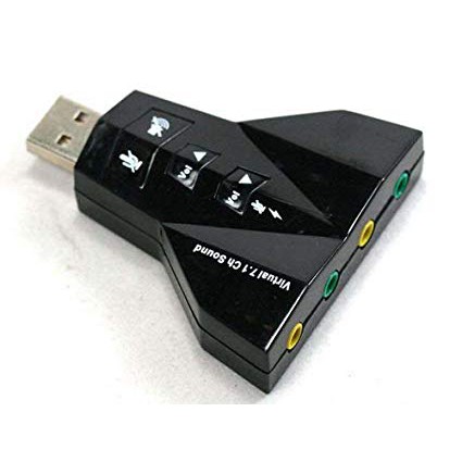 [Usb ra sound] Thiết bị chuyển đổi từ usb ra card âm thanh 7.1 hình phi thuyền hỗ trở 2 cổng tai nghe 2 cổng mic tự nhận