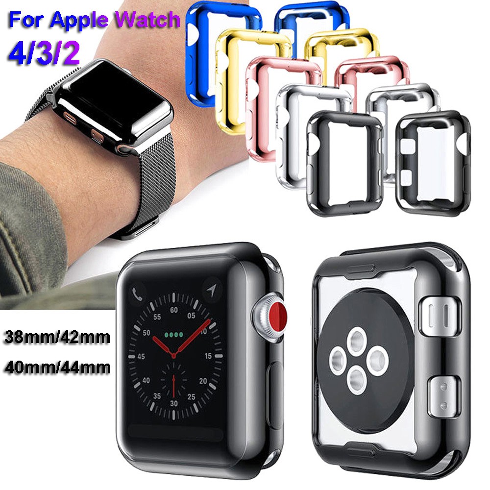 ONLY New for iWatch Apple watch 5 4 3 2 1 Slim Screen Protectors Protective Case Skin Ultra-thin Watch Cover Soft Plating TPU/Multicolor