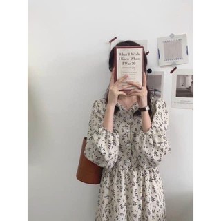 đầm vintage ulzzang : trắng - đen
