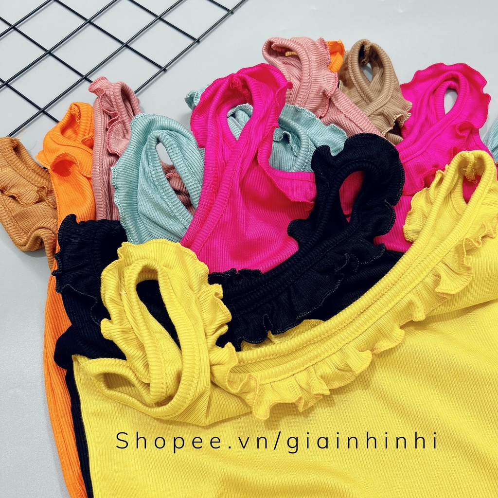 Xả hàng - Bộ ngủ hai dây viền bèo thun tăm, Sét đồ ngủ sexxy co giãn BN0085 - NhiNhi Shop