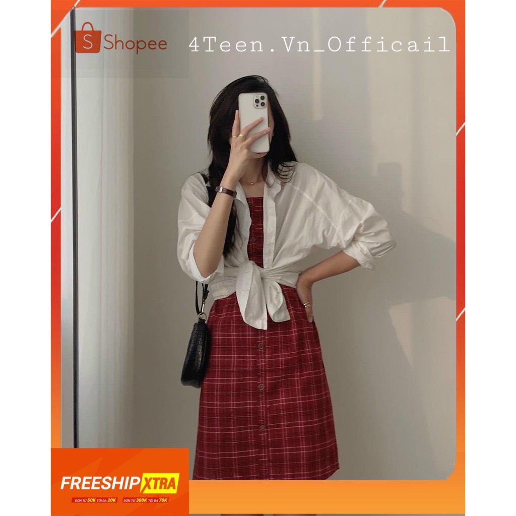 [4Teen.Vn ]🌻ĐẦM CARO 2 DÂY CÓ DÂY BUỘC EO, váy 2 dây kẻ caro, váy 2 dây mùa hè 🌻 hình shop chụp thật | BigBuy360 - bigbuy360.vn