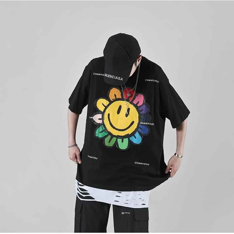 ÁO PHÔNG HOA MẶT TRỜI KAIKAKI KIKI UNISEX 2 MÀU ĐEN TRẮNG