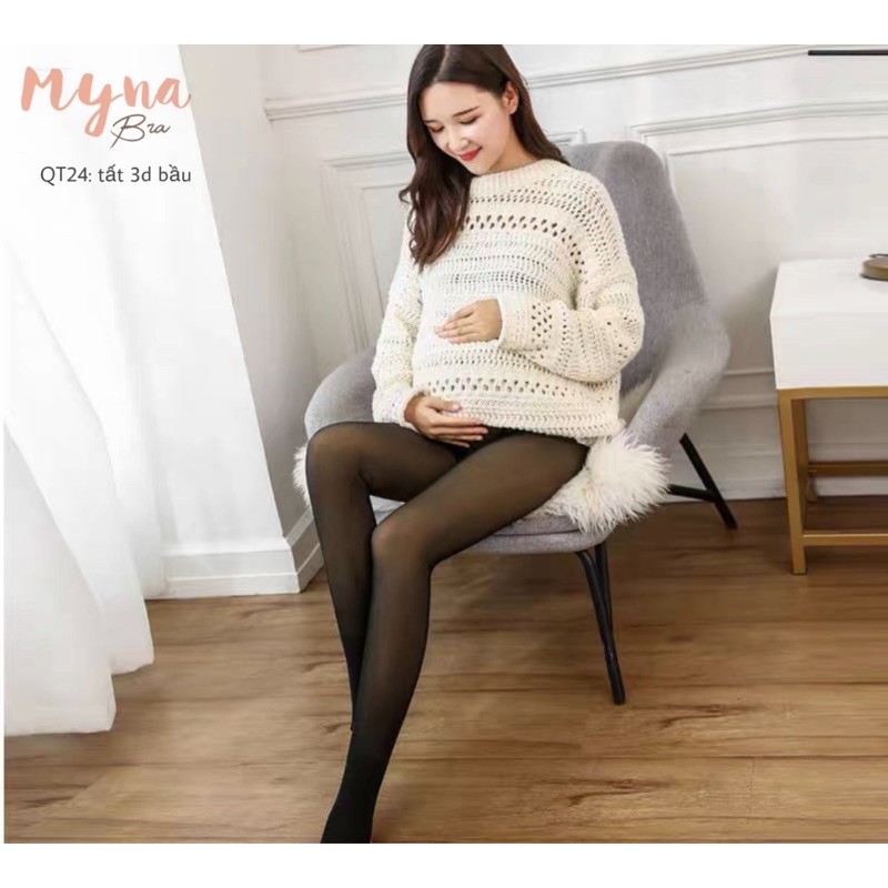 Quần tất 3d bầu siêu thật chân cạp chun có nấc điều chỉnh QT24