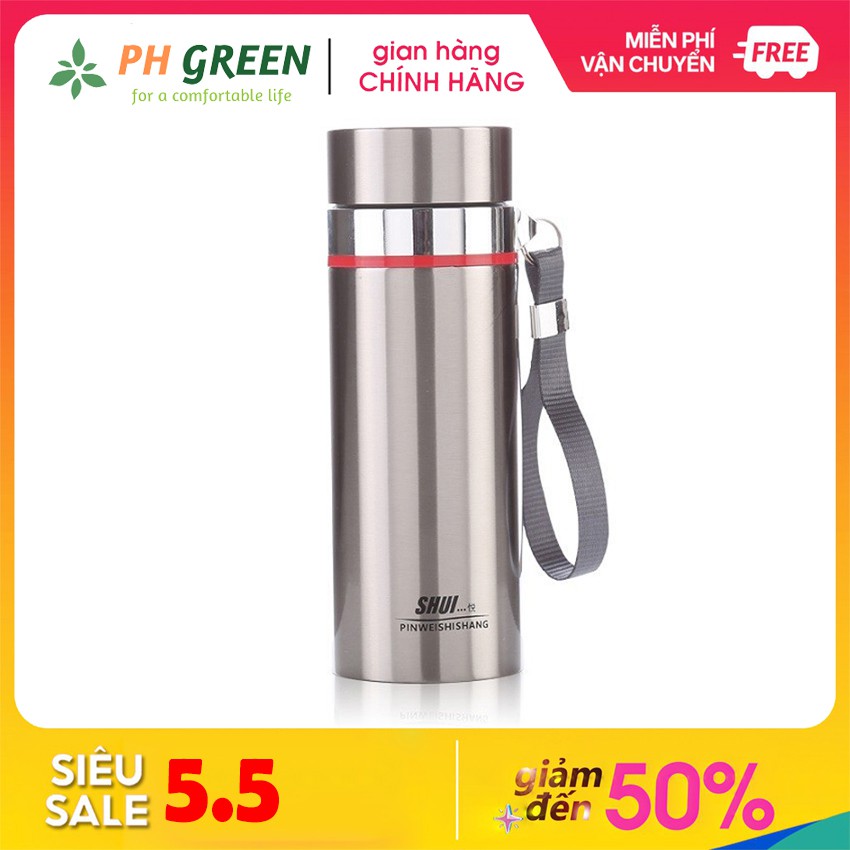 Bình Giữ Nhiệt Inox Cao Cấp-Chất Liệu Ĩnox 340 Giữ Nhiệt Nóng Lạnh, Màng Lọc Cặn, Dây Cầm Tiện Lợi