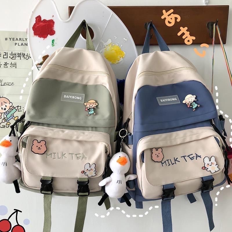 Balo Thời Trang Nam Nữ đi học sinh viên học sinh Ulzzang - Milk Tea