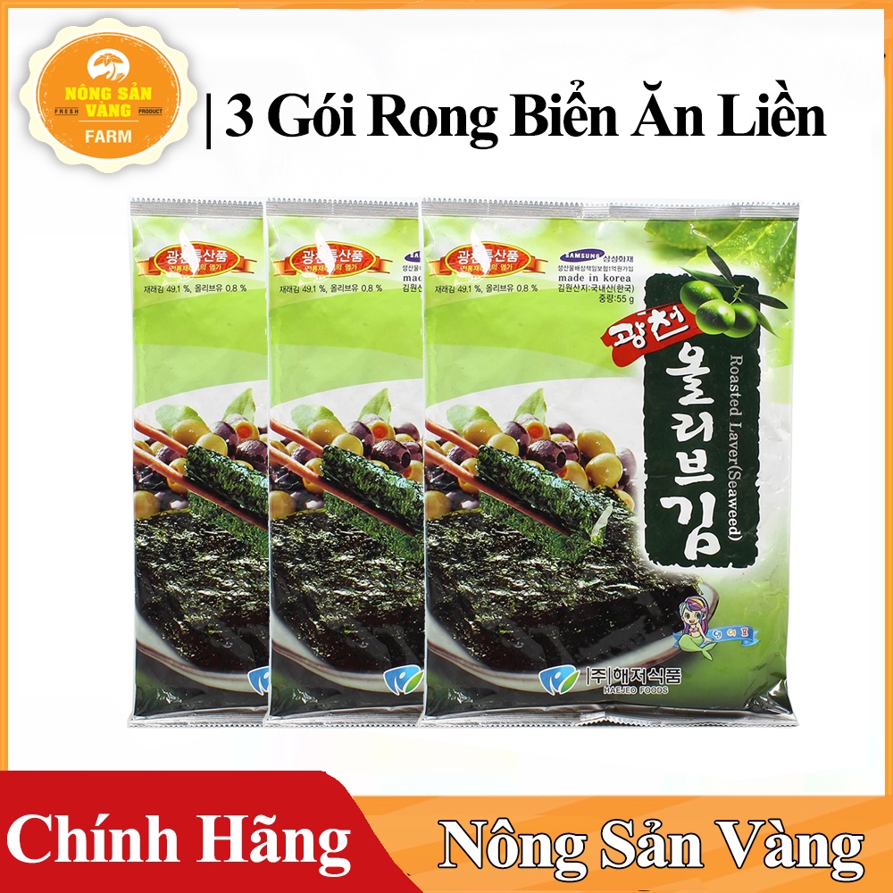 RONG BIỂN ĂN LIỀN OLIVE OIL SEASONED LAVER HÀN QUỐC - LỐC 6 GÓI - TẢO BIỂN