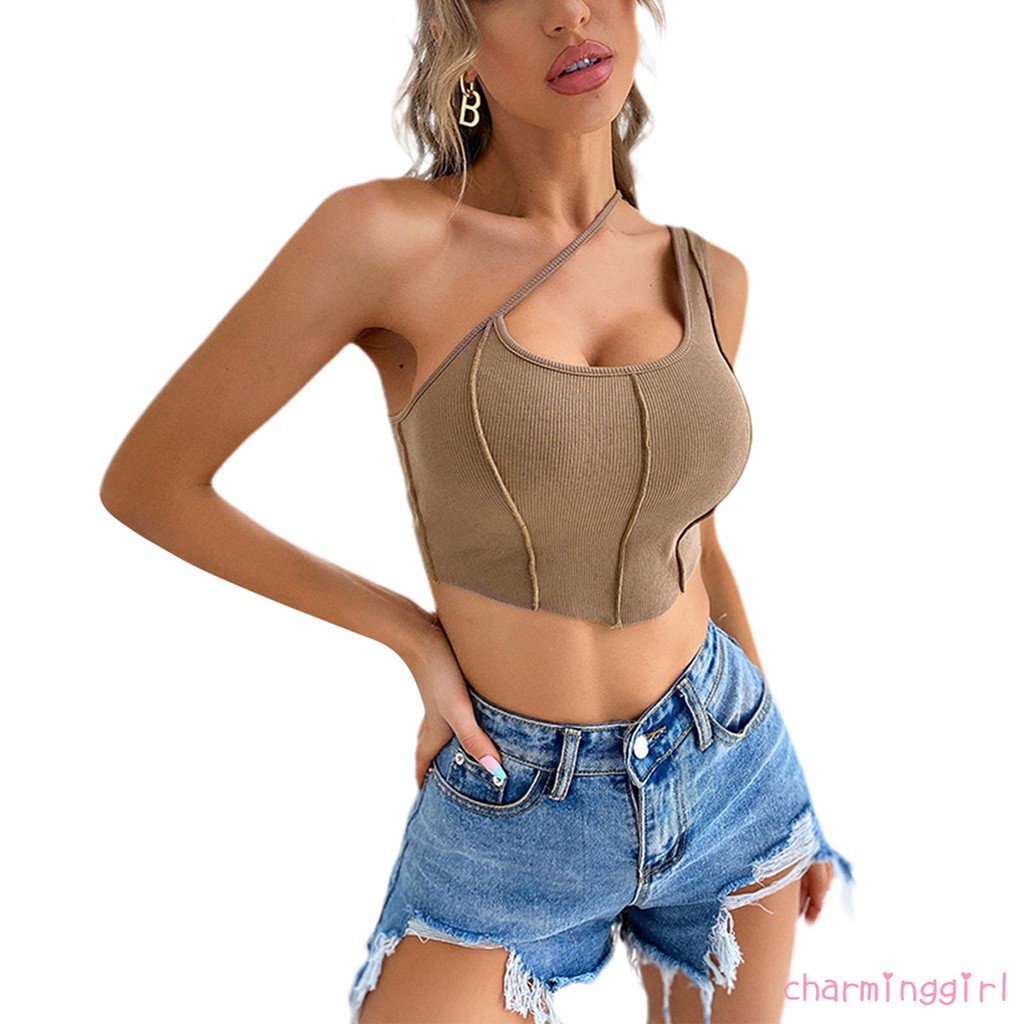 Áo hai dây màu trơn thiết kế khoét lỗ thời trang mùa hè cho nữ