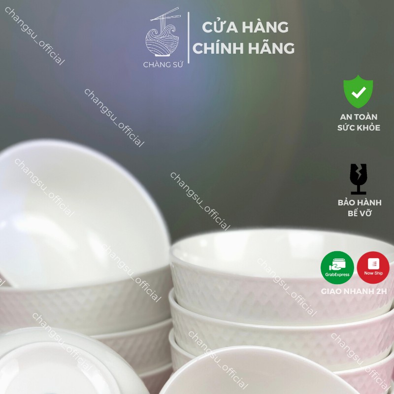 Bộ bát sứ ăn cơm gia đình viền sần Nhật Bản - Set bát cơm 6 và 10 chén sứ Minh Châu