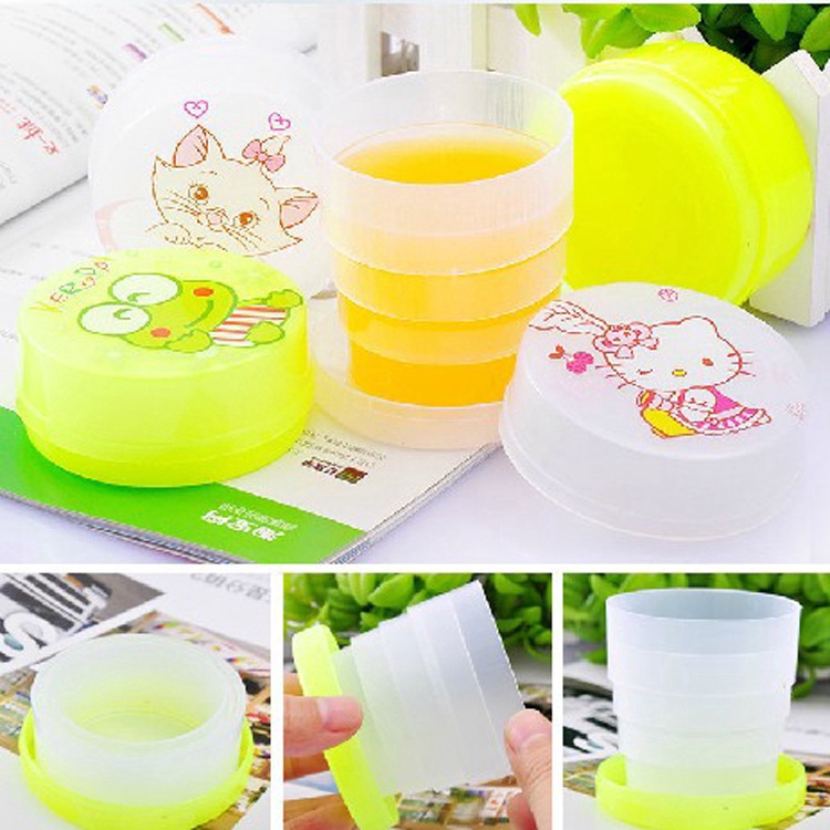 Cốc in hoạt hình có thể thu gọn mang đi du lịch tiện lợi dành cho bé