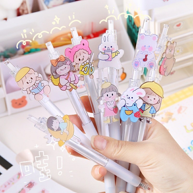 Bút Bi Bấm Dễ Thương Bút Gel Mực Đen 0.5mm