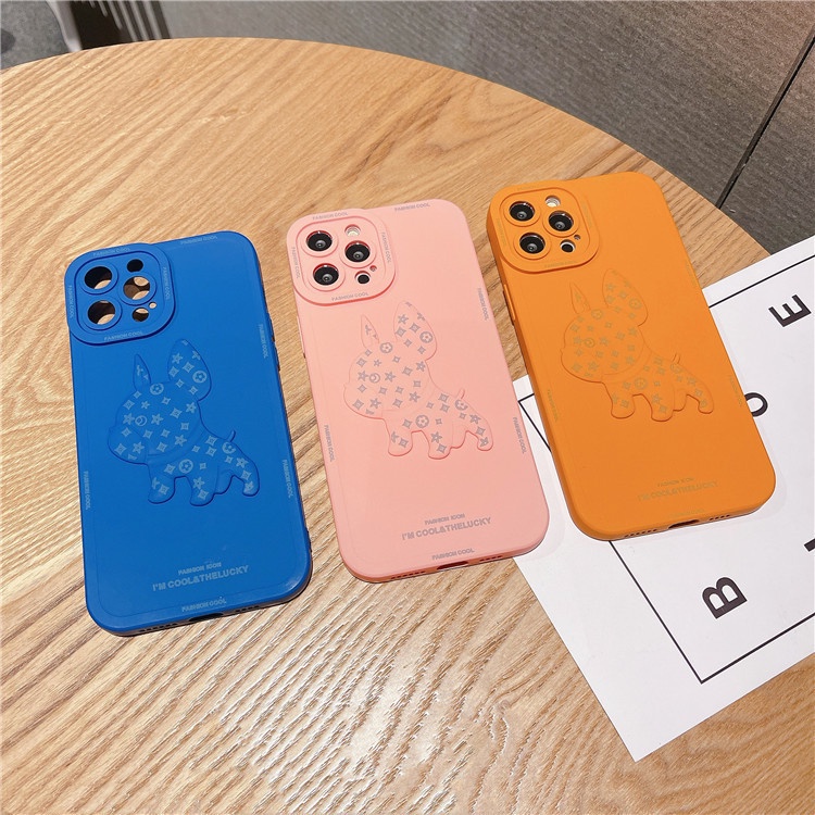 Ốp lưng iphone Bulldog nổi 3D cạnh vuông 7plus/8plus/x/xs/11/12/13 pro/max/plus/promax 13promax Dino Case