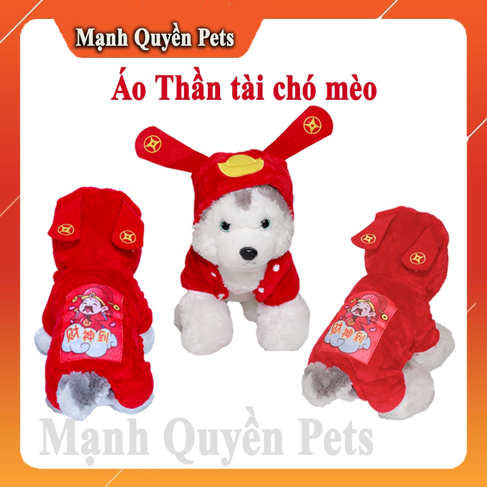 Áo Thần Tài Chó Mèo, Áo Nỉ Cao Cấp, Quần Áo Tết Chó Mèo Có Túi Đựng Lì Xì- Hàng Cao Cấp