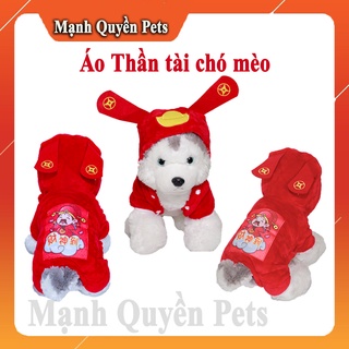 Áo Thần Tài Chó Mèo, Áo Nỉ Cao Cấp, Quần Áo Tết Chó Mèo Có Túi Đựng Lì Xì- Hàng Cao Cấp
