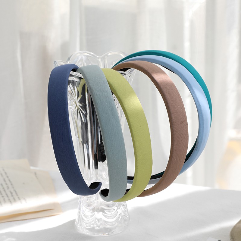 Băng Đô Vải Bản Rộng Màu Trơn Chống Trượt Phong Cách Hàn Quốc Cho Nữ