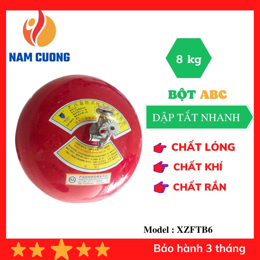 Bình cầu chữa cháy tự động XFZTBL8 bột ABC 8kg, loại tốt đạt tiêu chuẩn pccc, dùng cho các kho xưởng, văn phòng