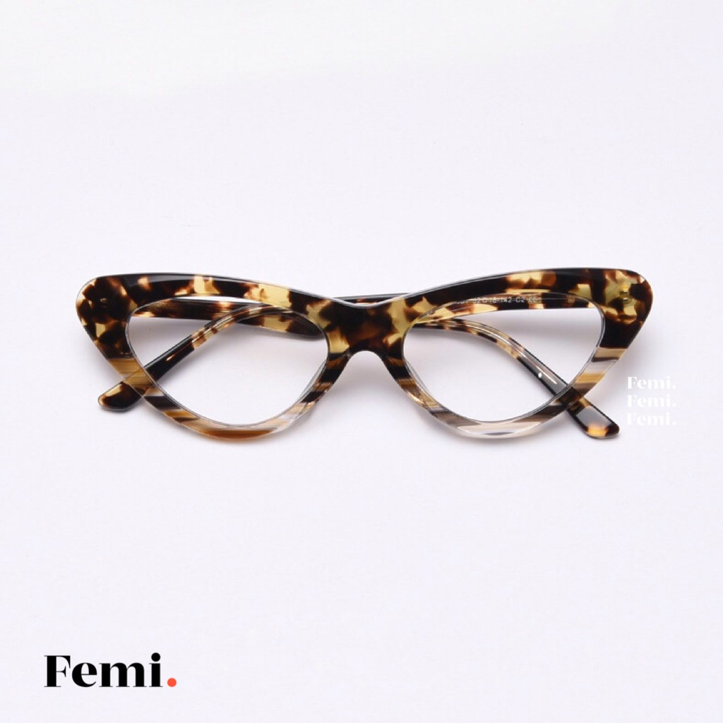Gọng kính cận nữ mắt mèo Femi Kara chính hãng mắt kính nữ Acetate cao cấp