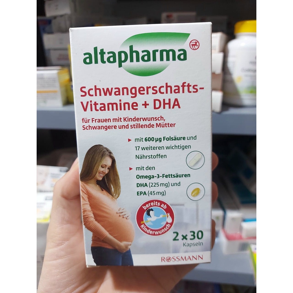 Viên uống bổ sung vitamin tổng hợp cho mẹ bầu Altapharma. kèm DHA 2x 30v