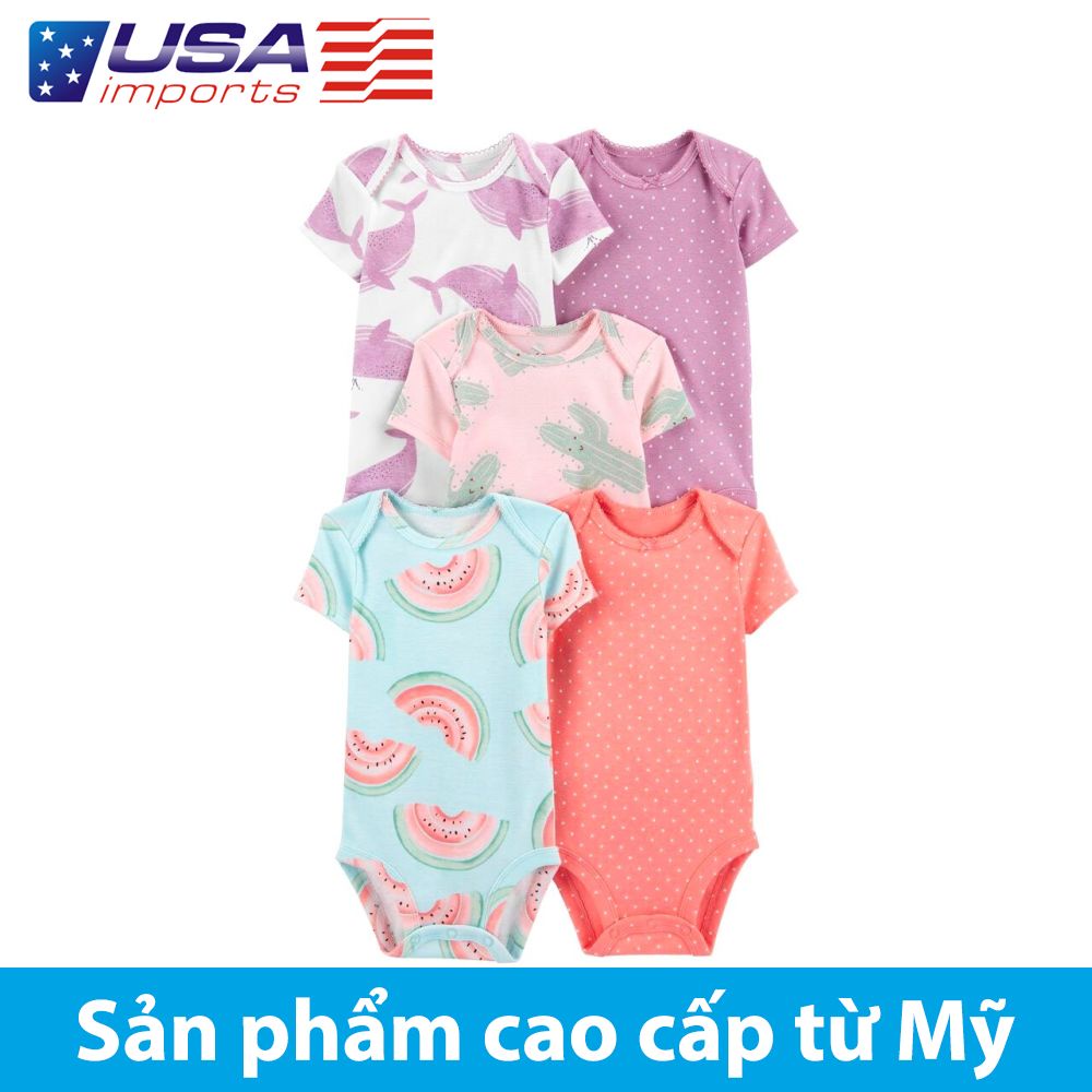 Set 5 áo liền thân dạng tam giác tay ngắn hoạ tiết chấm bi Car-tờ Auth Từ Mỹ (1N690210)