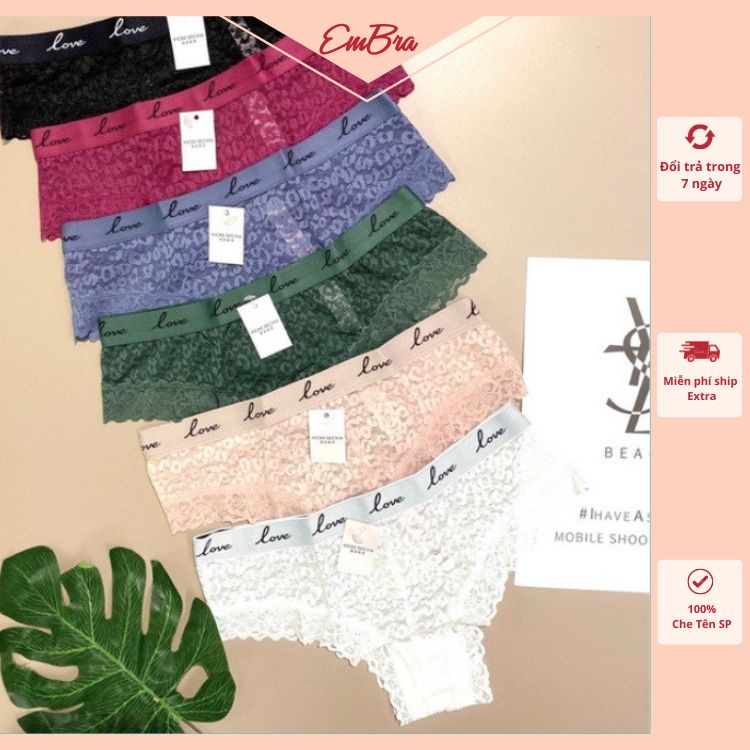 Quần lót nữ EMBRA Vic ren Love cao cấp EBQL18