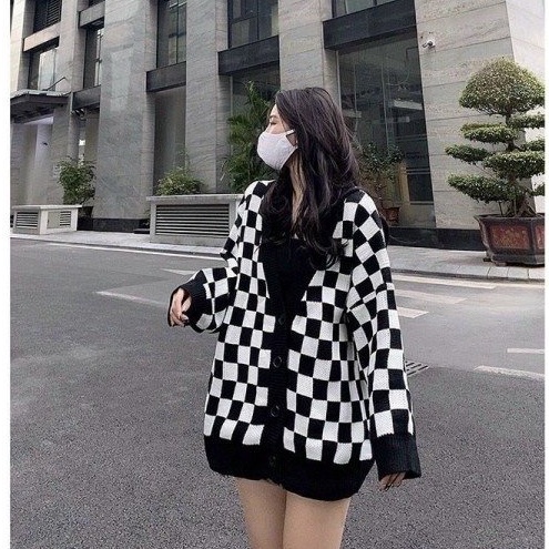 Áo Cardigan Bàn Cờ PEONYB Unisex [FREESHIP]  Khoác nỉ form rộng tay dài bồng cá tính đường phố kiểu dáng hàn quốc đẹp