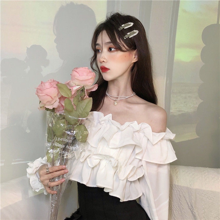 áo croptop nữ Áo Crop Top Lệch Vai Phối Bèo Thời Trang Cho Nữ JL-TX-191