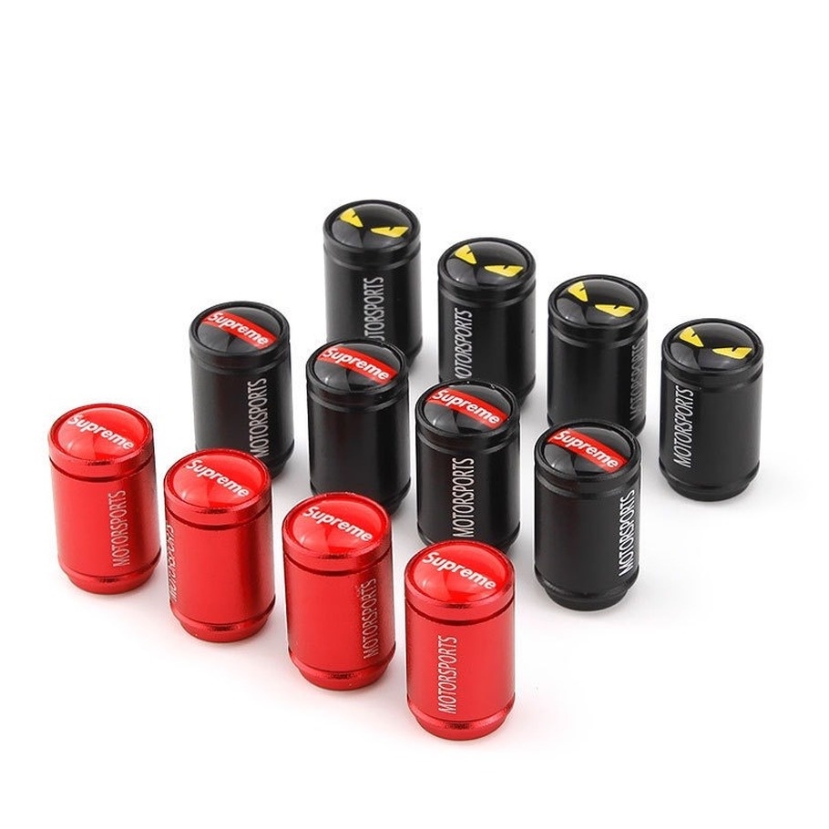 Set 4 Nắp Van Bánh Xe Hơi/Xe Máy In Chữ Supreme Bằng Hợp Kim Nhôm